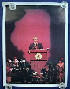 Póster de campaña del gobernador republicano de Jim Edgar for All Illinois de la década de 1990 23 x 30 - Imagen 1 de 4
