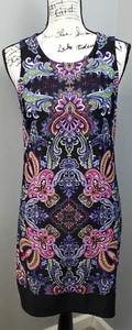 Nicole Miller Tank Dress Womens Small Multi Paisley Floral Sleeveless Round Neck - Picture 1 of 7