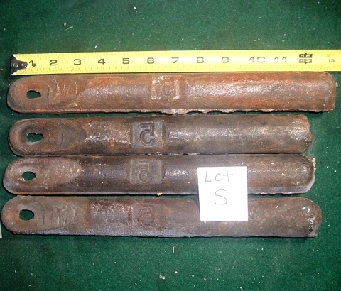Lot of 4 Antique Vintage Cast Iron Window Sash Weights # 5 pound five lb approx Cover