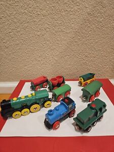 3 vintage BRIO Locomotives Battery Operated With Train Cars.