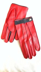 Men's Handmade Driving Italian Napa Leather Red Gloves - Picture 1 of 4