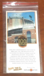 2008 Baltimore Orioles Memorial Stadium Camden Yards 100 Millionth Fan Pin NEW - Picture 1 of 3