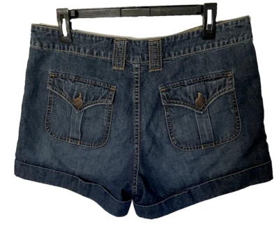 Pantalones Cortos de Jean London Para Mujer Puños Azul Dobladillo Corte Bolsillos Frontales Talla 10 Foto 1 de 4