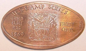ADA-83: Vintage Elongated cent: U S STAMP SERIES - 30 Cent SHEILD, EAGLE 1869 - Picture 1 of 3