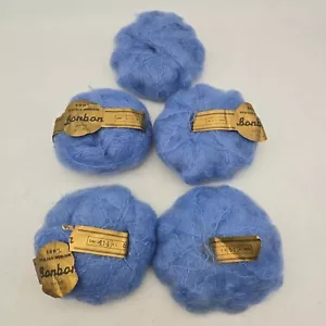 Bonbon 100% Italian Mohair Yarn 5 Skeins Balls Color #414 Blue Vintage - Picture 1 of 15
