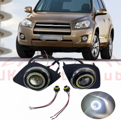 For 09-12 Toyota RAV4 LED Angel Eye Round Halo Ring Bumper Bezel Fog Light DRL - Image 1 of 4