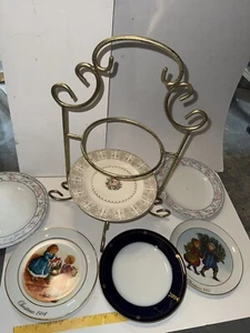 18 Inch  Metal 2 Tier Serving Tray Stand With Amazing Elegant 6 Plates - Picture 1 of 9