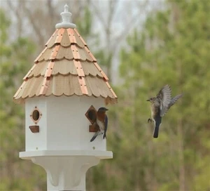 Starlight Bluebird Lodge© Large handmade condo cypress & copper roof bird house - Picture 1 of 9