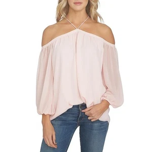 1.State Womens Pink Solid Halter Cold Shoulder Blouse Top XXS BHFO 2628 - Picture 1 of 1