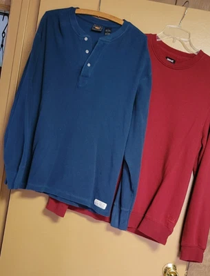 2 Mens Large 1  Route 66 BlueLong Sleeve Crewneck +1 RED EVERLAST LONG SLEEVE - Image 1 of 4
