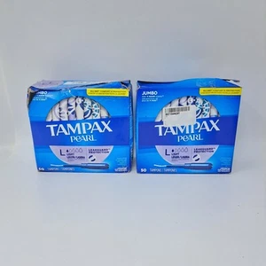 Tampax Pearl 100 Tampons leichte Saugfähigkeit LeakGuard Jumbo unparfümiert 2er Pack NEU - Bild 1 von 3