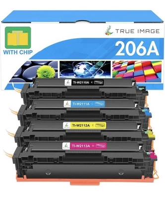 Paquete de 4 juegos de tóner 206A 206X HP Color Laserjet Pro MFP M283fdw M283cdw M255dw Foto 1 de 4