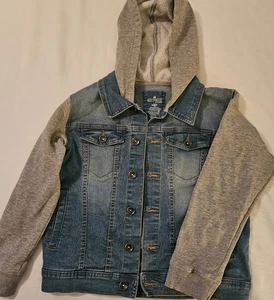 Hollywood The Jean People Boys Jacket Size M 10/12 Denim/Gray Fleece - Picture 1 of 2