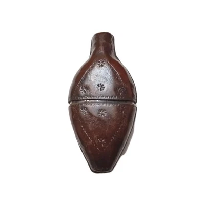 Nice Antique Leather Cased Glass Hip Flask c1900 – Gentleman’s Travelling Bottle - Image 1 of 4