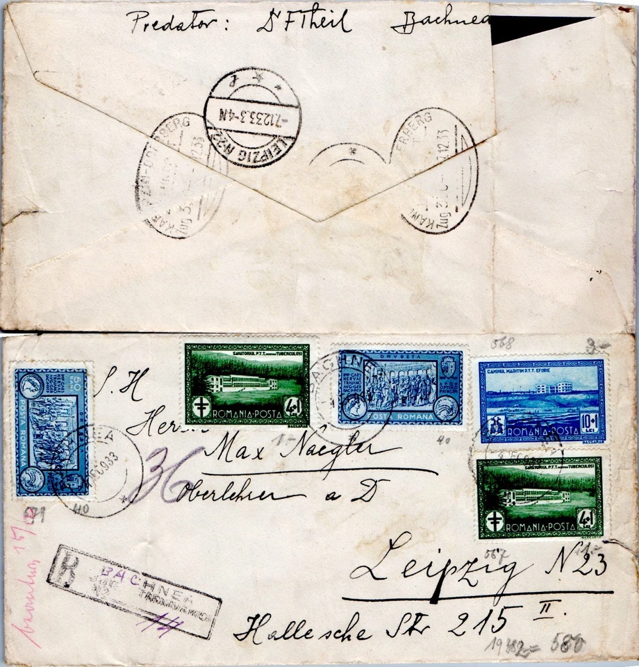 CUBIERTA ANTIGUA RUMANIA 1933 REGISTRADA BACHNEA (A17/90) Foto 1 de 1