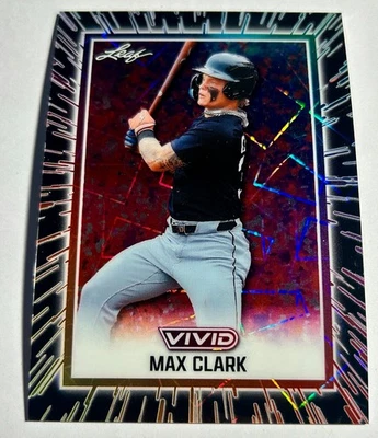 2025 Leaf Vivid Baseball MAX CLARK RC Detroit Tigers Black Laser Prismatic 1/1 - Image 1 of 2