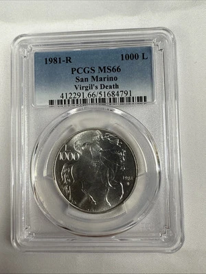 1981 San Marino 1000 Lire Silver Coin - PCGS MS-66 - Image 1 of 2