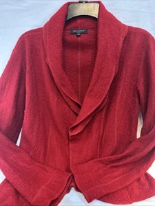 For Cynthia Red 100% Wool Double Lapel Blazer Sweater Jacket PL - Picture 1 of 21