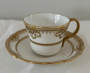 1910 Spode For Tiffany & Co Gold Encrusted White Porcelain Demitasse Cup +Saucer - Picture 1 of 10