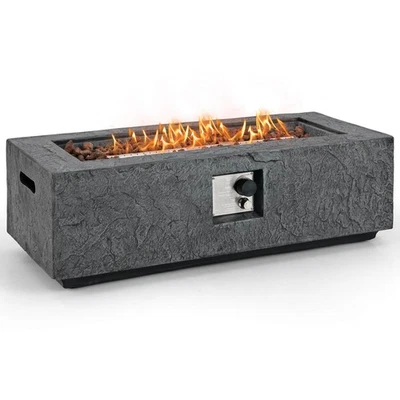 42.5" Magnesium Oxide Propane Gas Fire Pit w/Stainless Steel Burner & Lava Rocks - Image 1 of 4