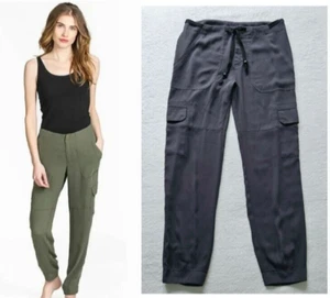 LILLA P "perfect leisure travel" modern minimalist cargo pants + tie $178 us-8 - Picture 1 of 12