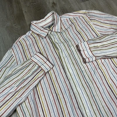 Territory Ahead Linen Shirt Mens Large Striped Long Sleeve Button Up - Изображение 1 из 4