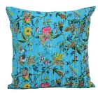 Indian Cushion Cover Handmade Kantha Bohemian Style Floral Print Cotton Cover