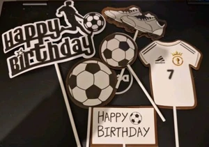6 Pcs Happy Birthday Cake Topper Set Football Theme, Party Decorations UK - Picture 1 of 1