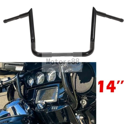 Black 14" For Harley Street Electra Glide Meathook Bars Handlebar 1pc - Imagem 1 de 4