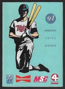 1991 Minnesota Twins MLB Baseball Spielplan!!! Bausatz-TV, Budweiser, MSC & WCCO-TV - Bild 1 von 1