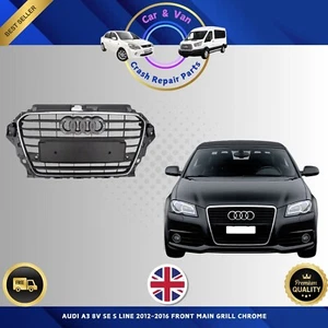REJILLA PRINCIPAL DELANTERA CROMADA AUDI A3 8V SE S LINE 2012-2016 - ORIFICIOS SENSOR 8V3853651 - Imagen 1 de 8