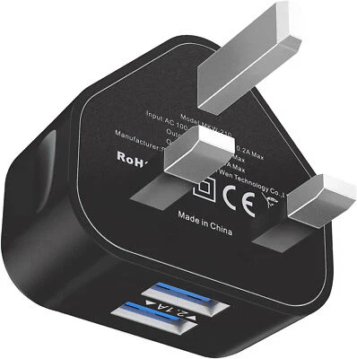 Enchufe USB Cargador de red del Reino Unido, Adaptador de enchufe USB doble Rekavin Carga de pared compacta del Reino Unido H - Imagen 1 de 4