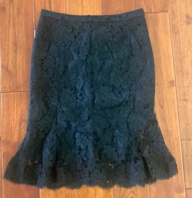 Monique Lhuiller черный цветочный кружева хлопковая смесь трапециевидная юбка размер 6 - Изображение 1 из 4