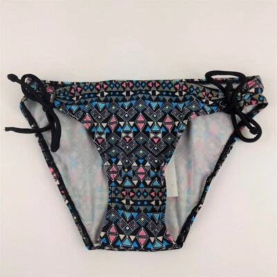 Braguitas de natación de bikini Hula Honey para mujer XS negras multi hipster corbata lateral geométrica  Foto 1 de 4