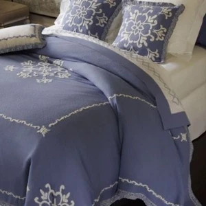 $2500 NEW SFERRA Bellaver Blue Light Grey Blanket Baby Alpaca Wool Crochet QUEEN - Picture 1 of 6