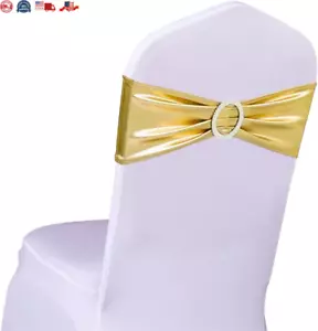 50PCS Spandex Chair Sashes with Buckle Stretchable Chair Bands for Wedding & Eve - Picture 1 of 37