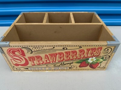 Rustic Style Farmer Market Strawberries Crate Divided Storage Country Home Decor - Image 1 of 4