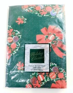 Holiday Classics Flannel Backed Vinyl CHRISTMAS TABLECLOTH ~ Oblong 52" x 90" - Picture 1 of 4