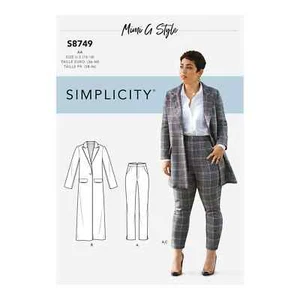 Simplicity Pattern 8749 Women’s / Plus Size Mimi G Style Coat and Pant - Picture 1 of 3