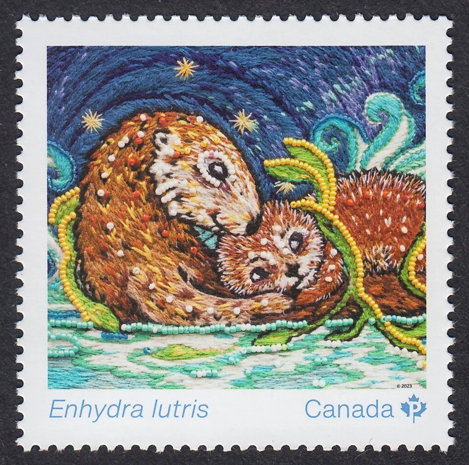Nutria marina = madres animales y bebés = individual de hoja de recuerdo Canadá 2023 MNH Foto 1 de 1