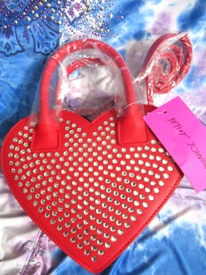 Betsey Johnson Valentines Red Heart Rhinestone’s Crossbody Handbag XOLOVY-R NWT - Image 1 of 4