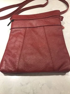 Red Genuine Leather Crossbody / Shoulder Bag~ Unbranded NWOT - Picture 1 of 11