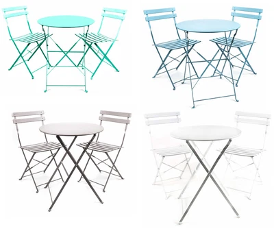 LIFETIME GARDEN 3tlg. Bistrogarnitur Klapptisch Klappstühle Balkon Garten Sitzgruppe Metall