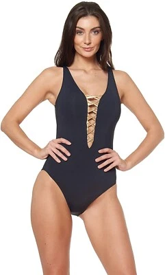 Traje de baño de una pieza Bleu Rod Beattie para mujer 183574 Twisted Plunge talla 6 Foto 1 de 2