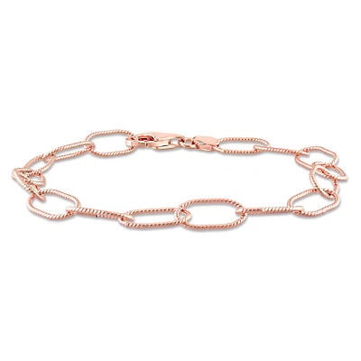 Brazalete de eslabones de cadena Rolo de 6,5 mm enchapado en oro rosa de 18 k Amour - 9 pulgadas Foto 1 de 4