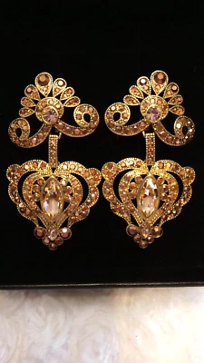 HEIDI DAUS"Regal Rapture Petite"(Rose Gold/Silk) Clip-On Style Earrings-LAST PR! - Image 1 of 4