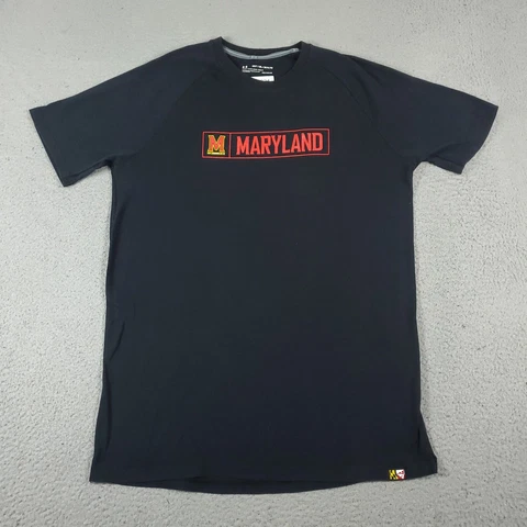 Under Armour Maryland Terrapins T Shirt Mens Medium Tall Black College Sports Cover