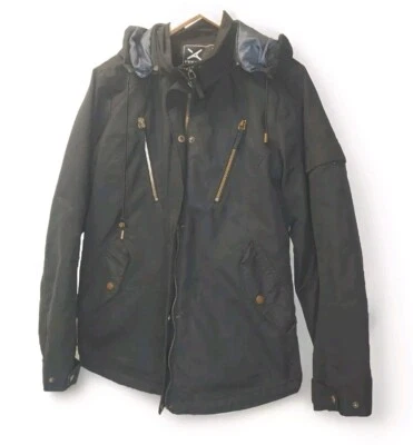 Arctix 雪地滑雪冬季派克大衣女式 XL 黑色帆布 Gorp Y2k 学院风  — 第 1/4 张图片