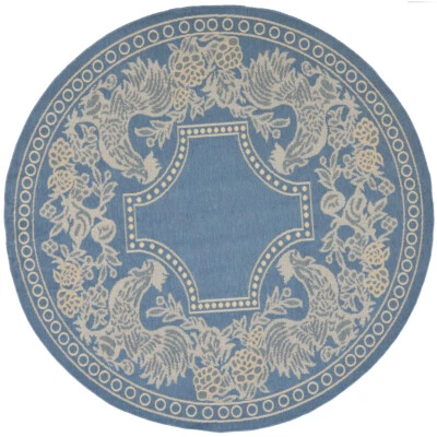 SAFAVIEH Outdoor CY3305-3103 Courtyard Blue / Natural Rug - Image 1 of 4