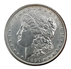 1897-S Morgan Dollar  AU/UNC 90% Silver Coin # 1627 - Picture 1 of 4